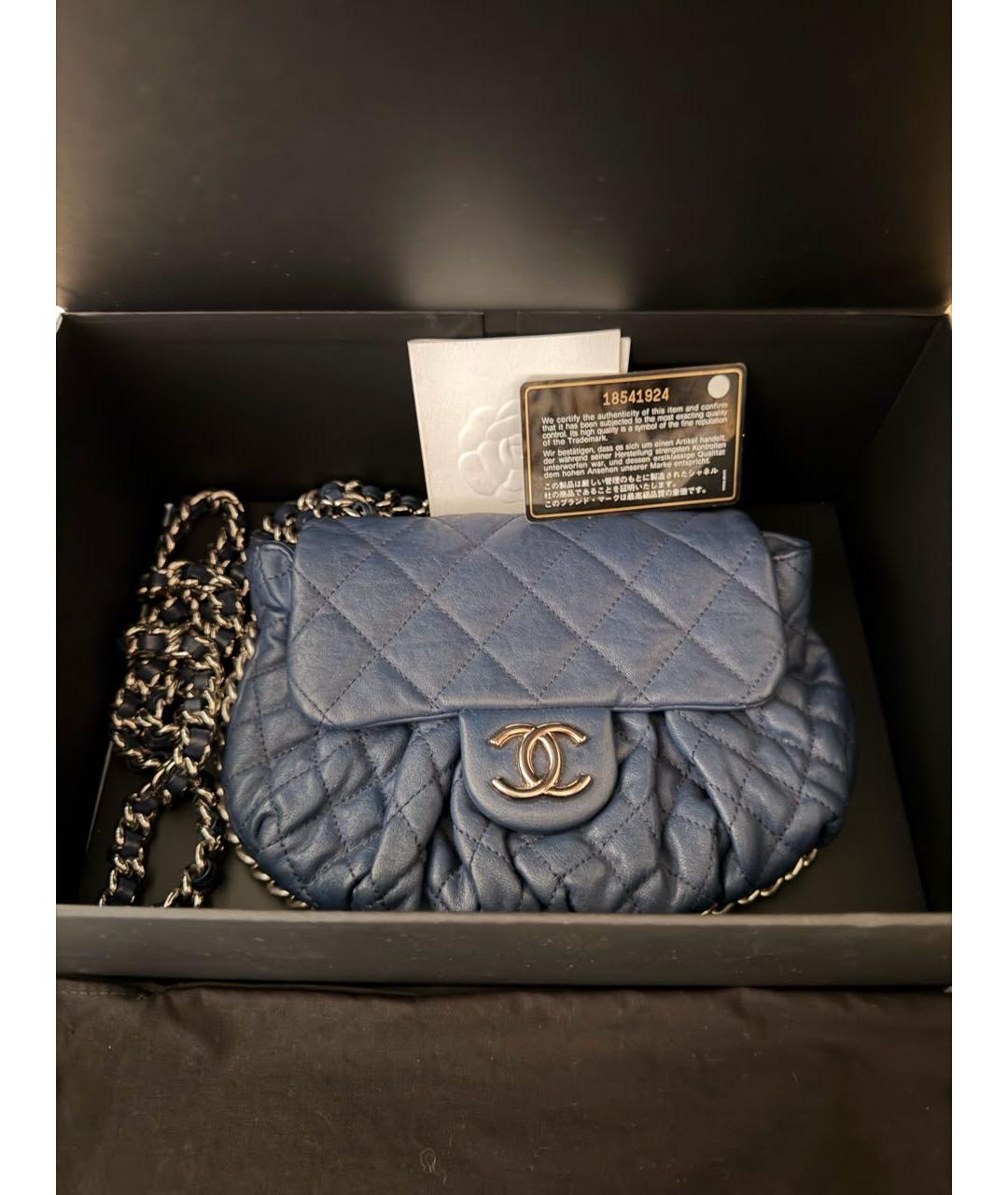 CHANEL Синяя кожаная сумка через плечо, фото 3