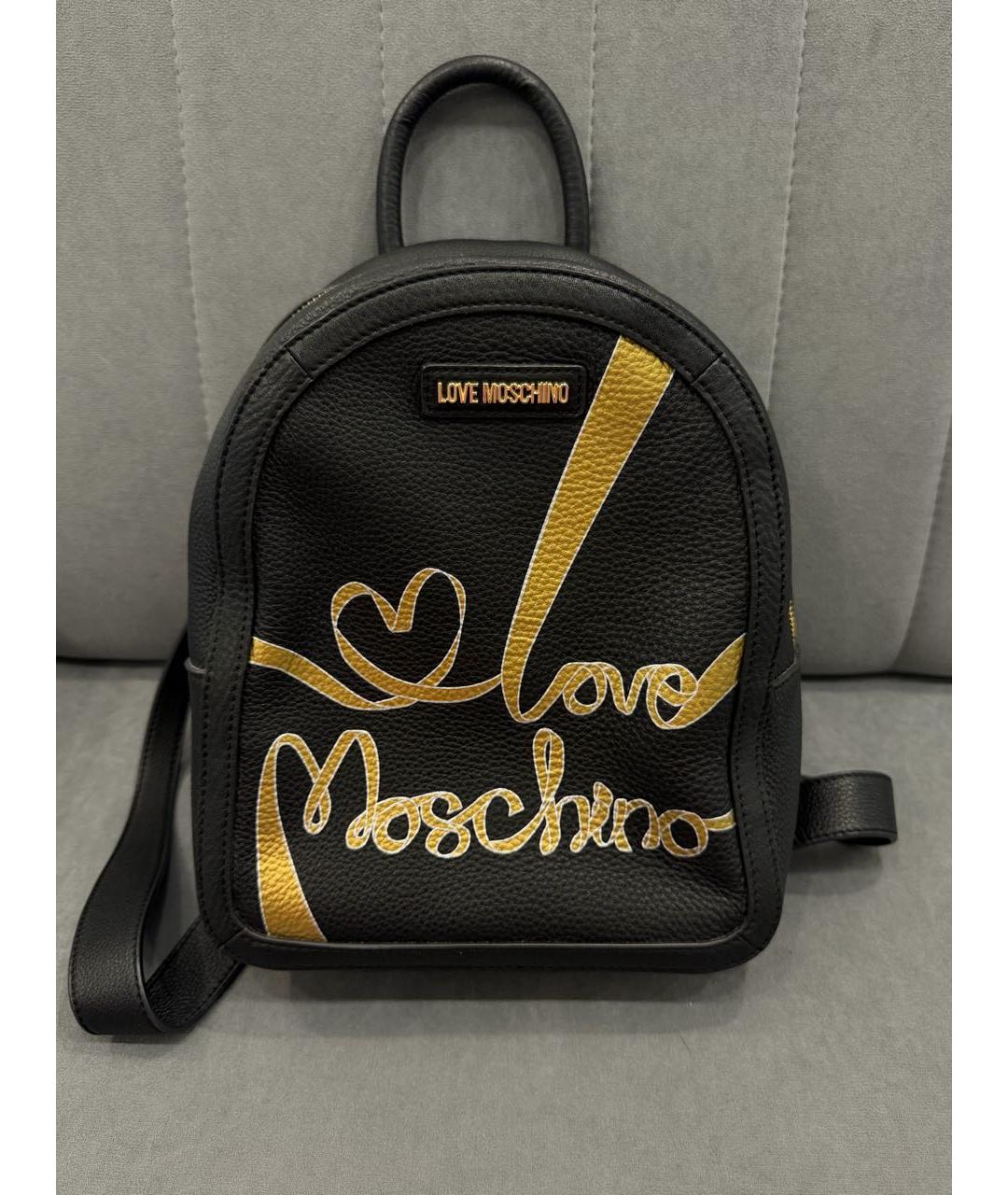 LOVE MOSCHINO Черный кожаный рюкзак, фото 5