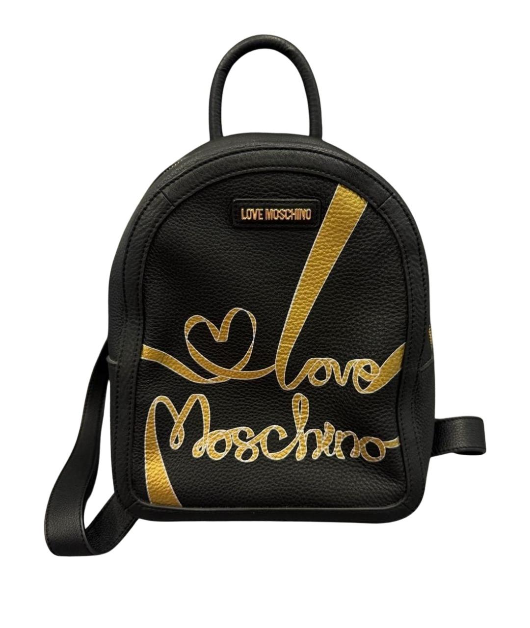 LOVE MOSCHINO Черный кожаный рюкзак, фото 1