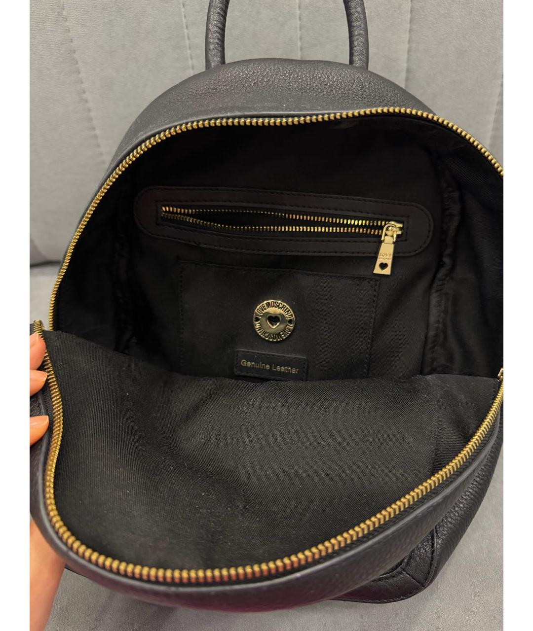 LOVE MOSCHINO Черный кожаный рюкзак, фото 4