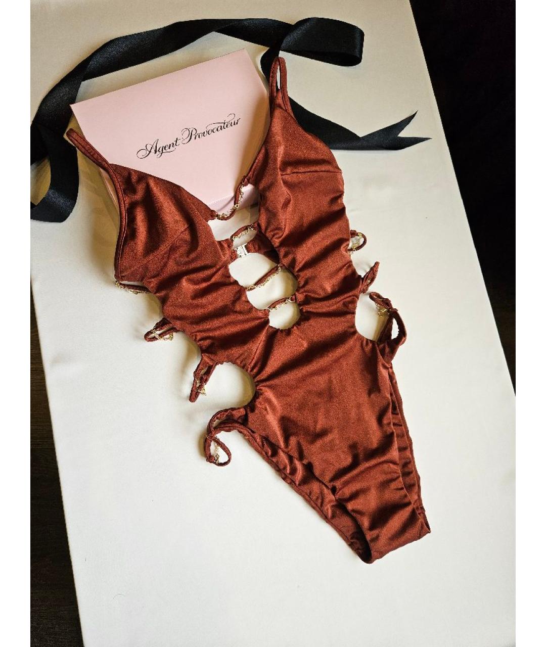 AGENT PROVOCATEUR Коричневый полиамидовый купальник, фото 3