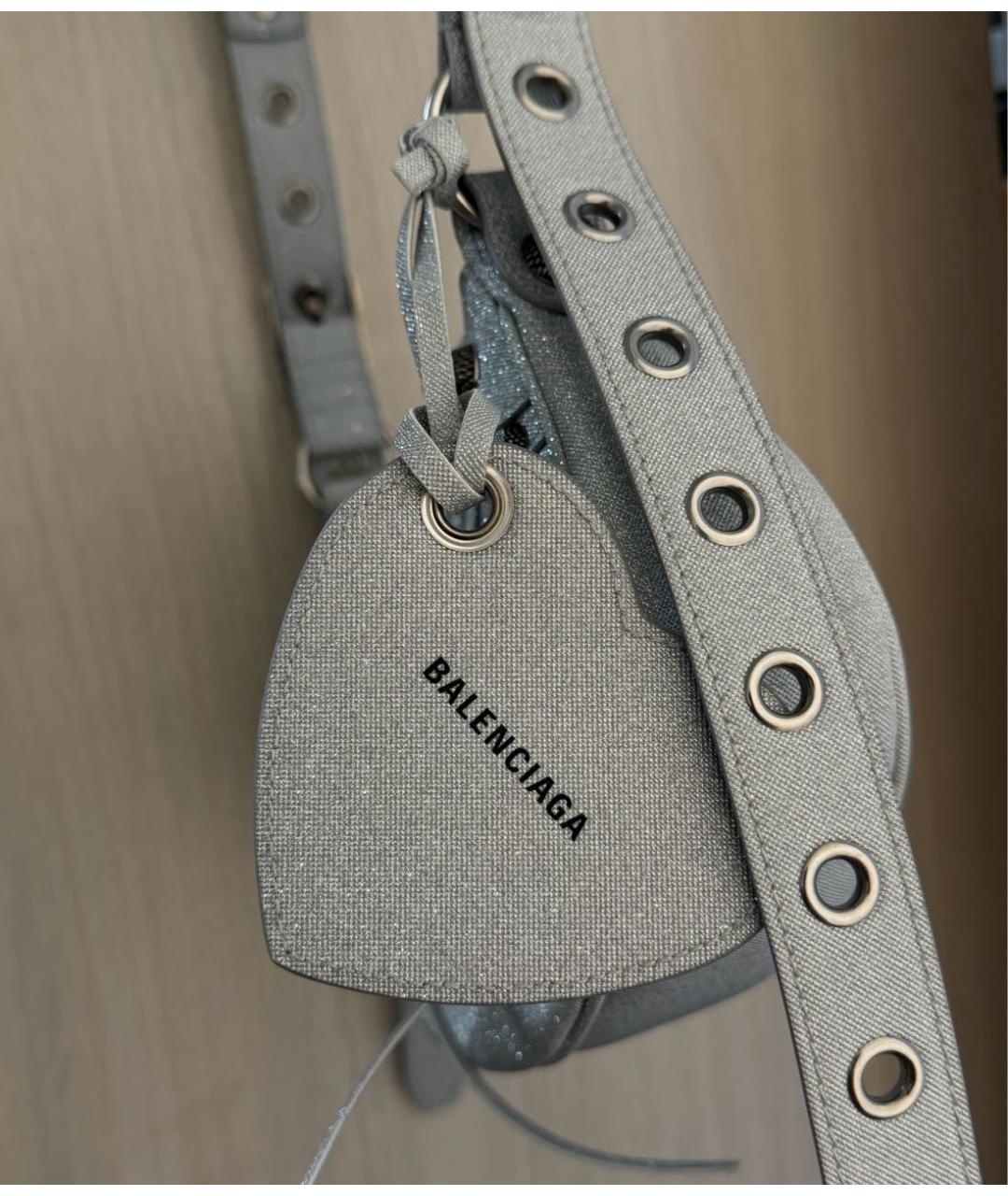 BALENCIAGA Серебряная тканевая сумка через плечо, фото 4