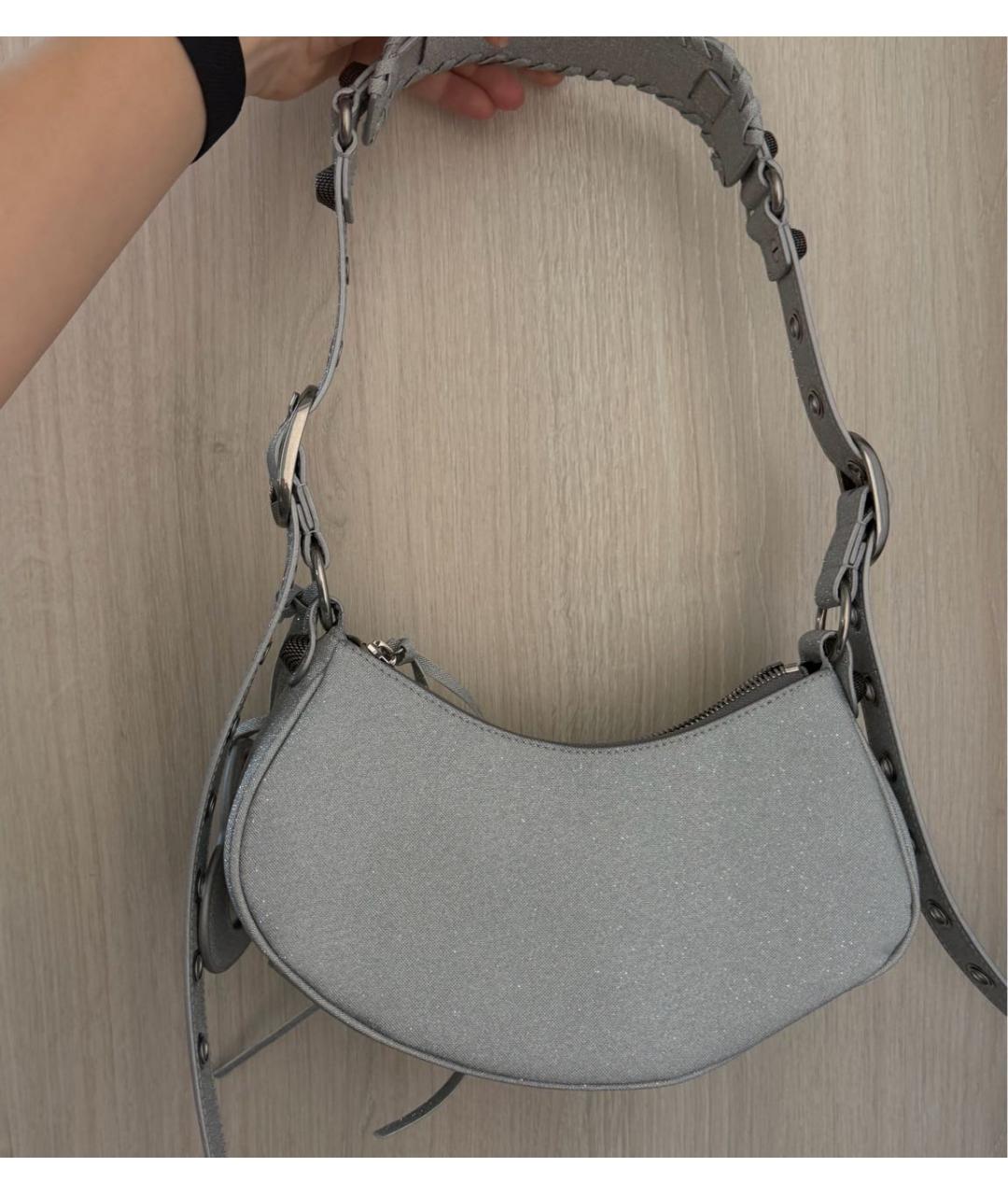 BALENCIAGA Серебряная тканевая сумка через плечо, фото 2