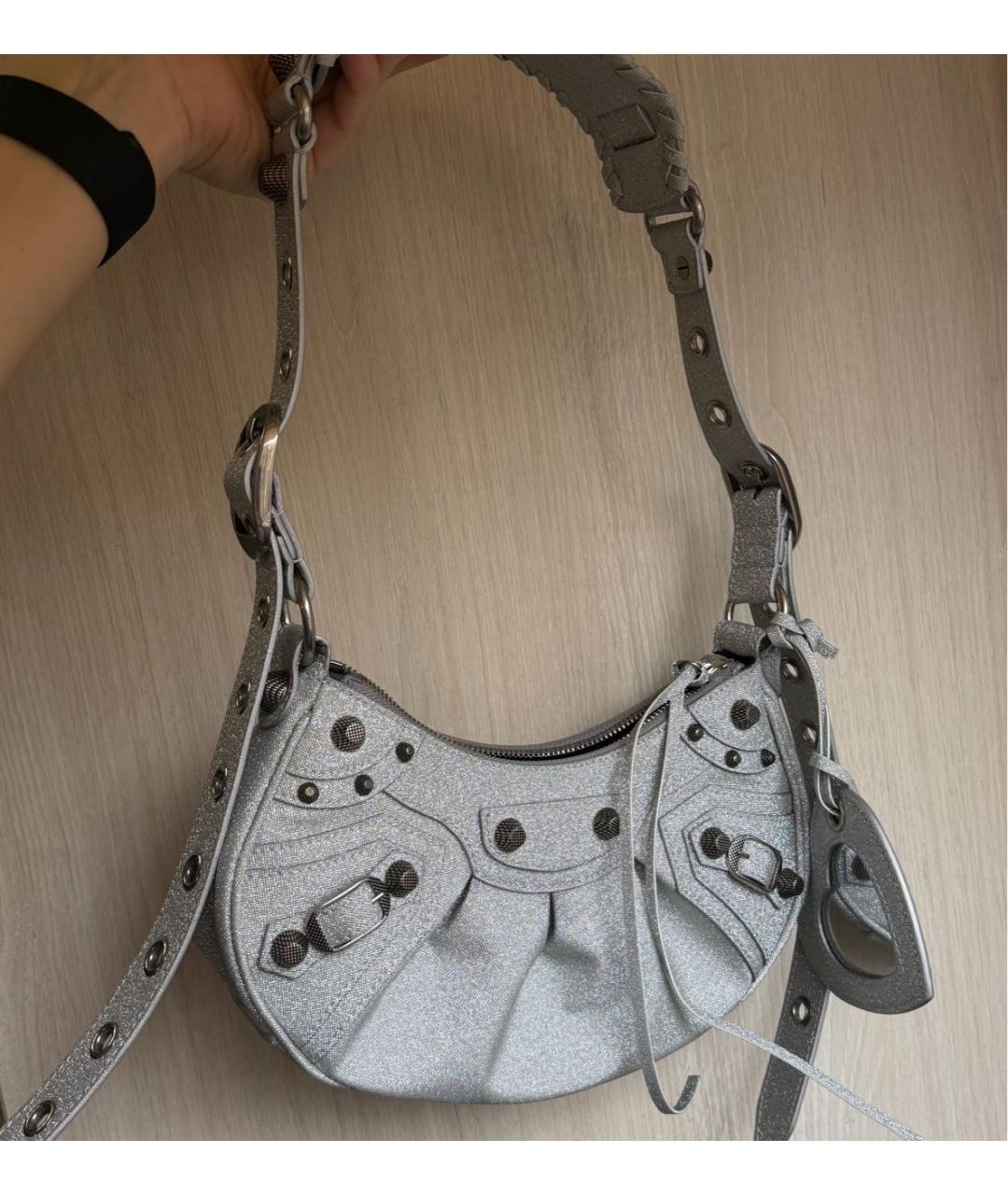 BALENCIAGA Серебряная тканевая сумка через плечо, фото 3