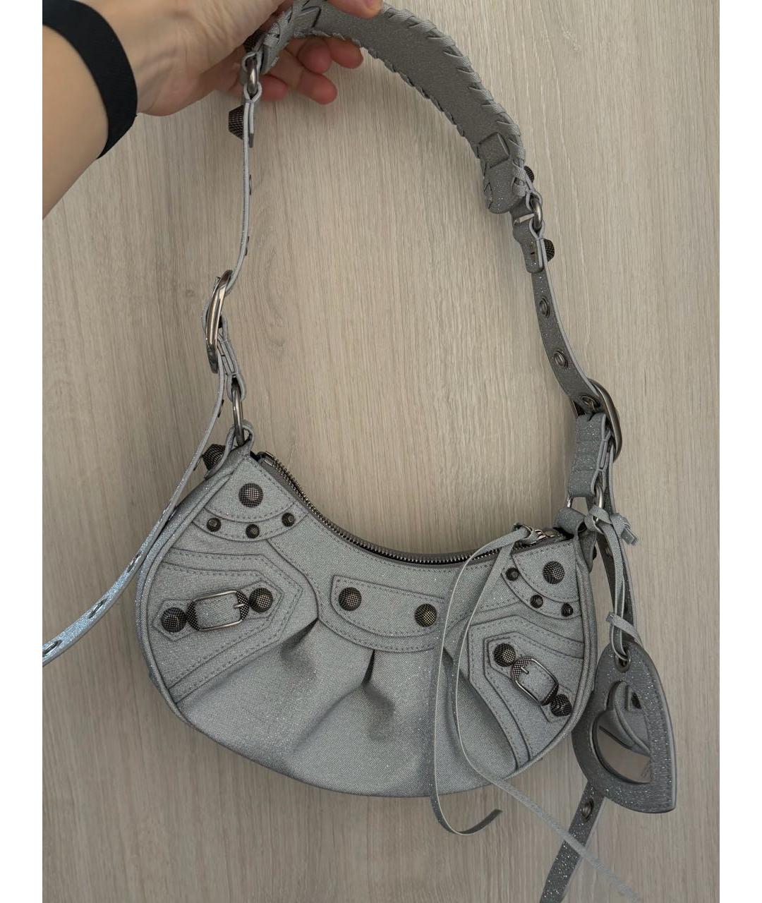 BALENCIAGA Серебряная тканевая сумка через плечо, фото 7