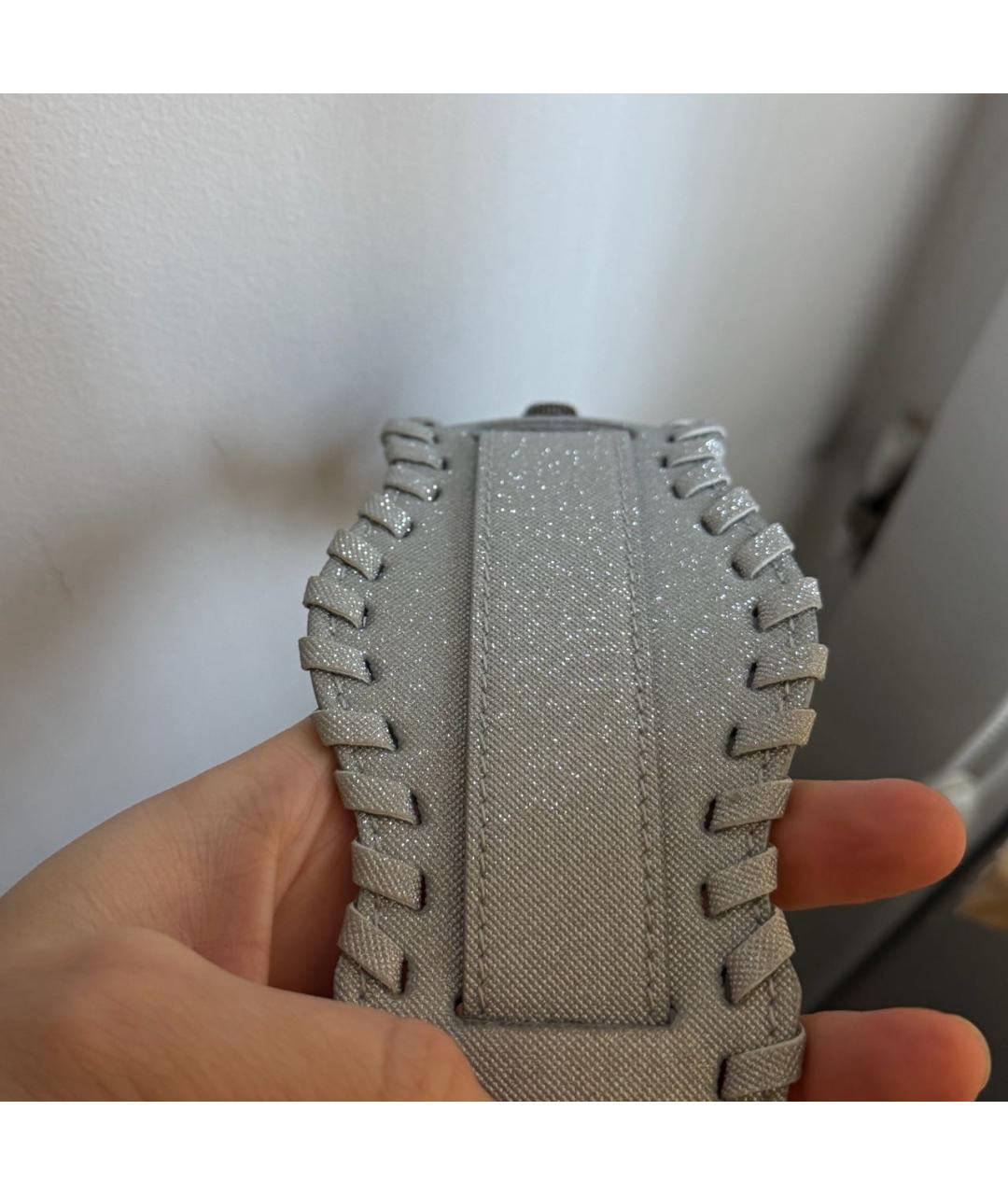 BALENCIAGA Серебряная тканевая сумка через плечо, фото 5