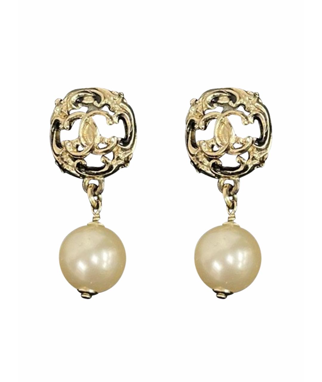 CHANEL Золотые металлические серьги, фото 1