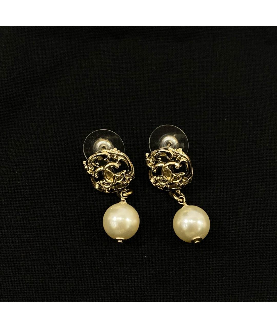 CHANEL Золотые металлические серьги, фото 3