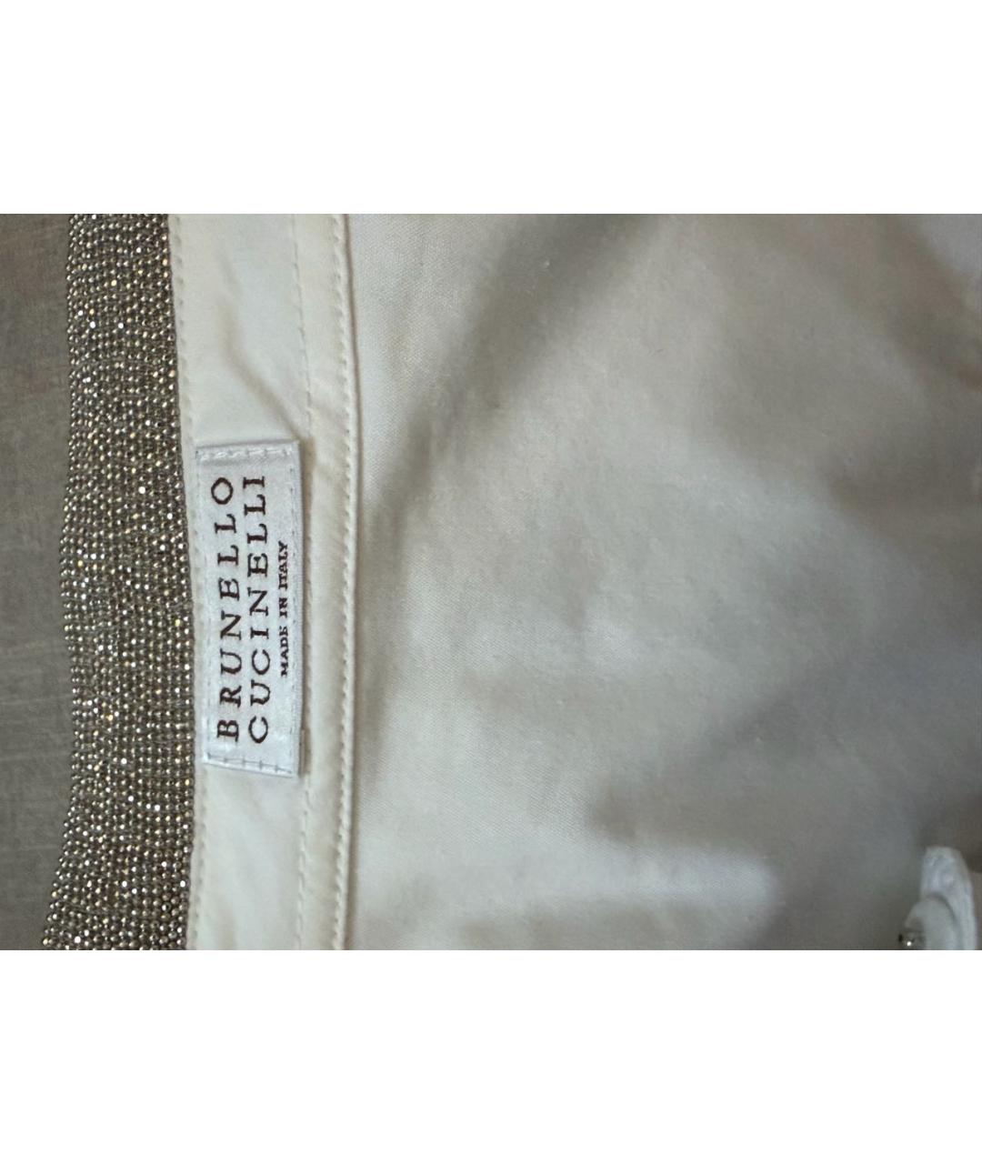 BRUNELLO CUCINELLI Белая хлопко-эластановая рубашка, фото 4