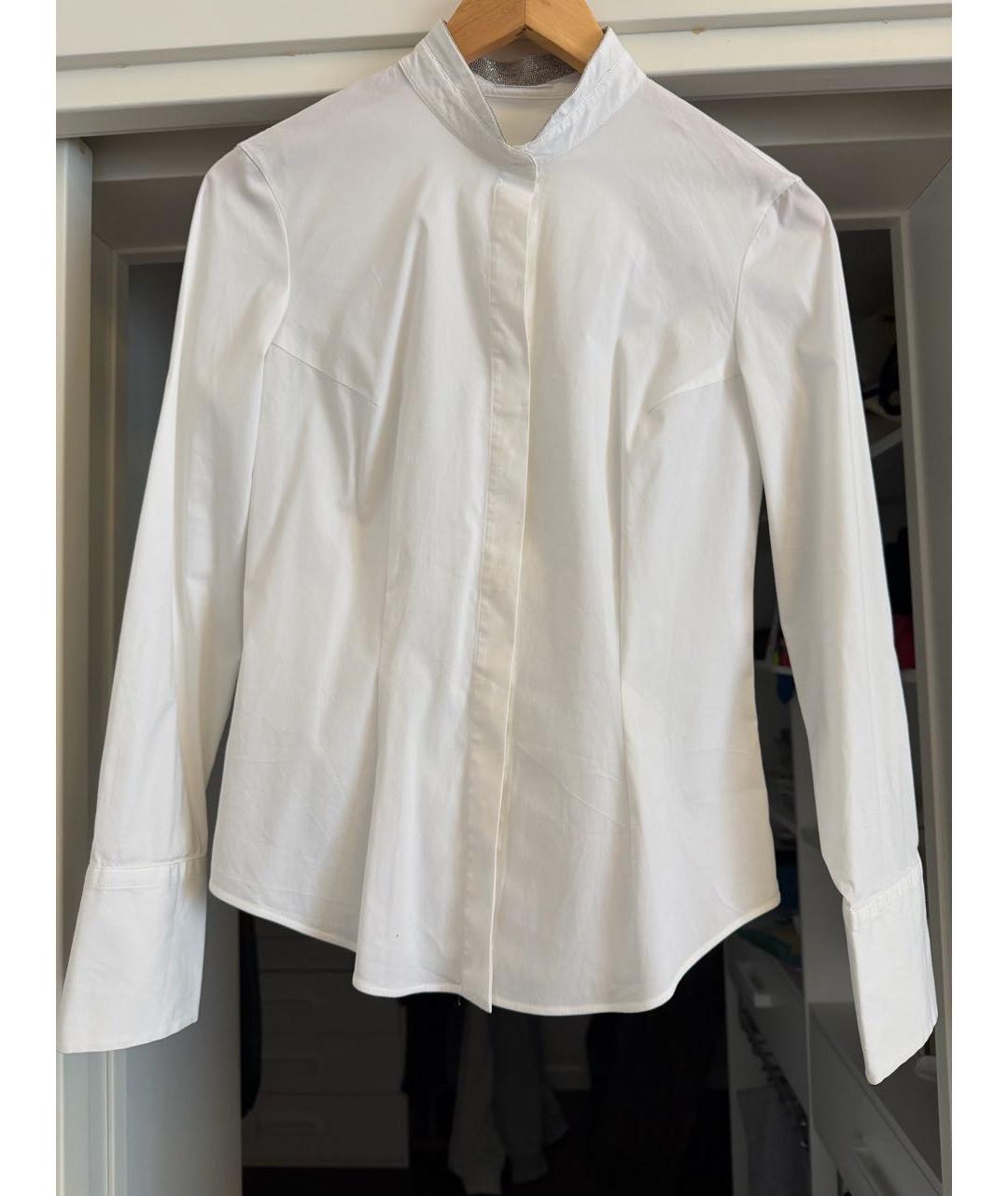 BRUNELLO CUCINELLI Белая хлопко-эластановая рубашка, фото 5