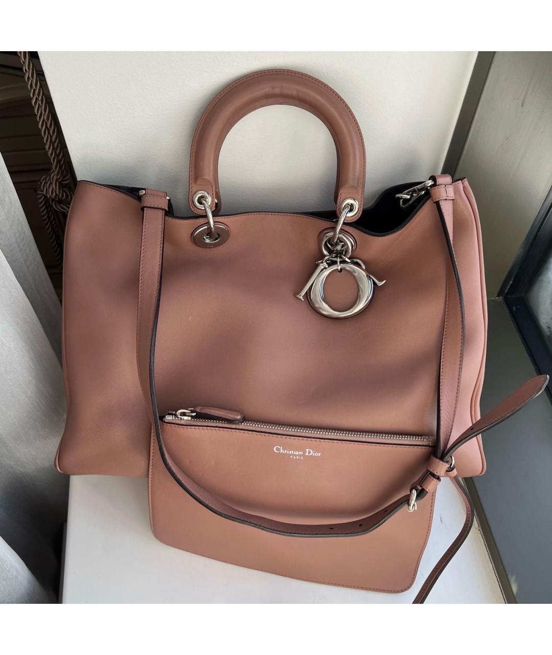 CHRISTIAN DIOR Розовая кожаная сумка тоут, фото 5