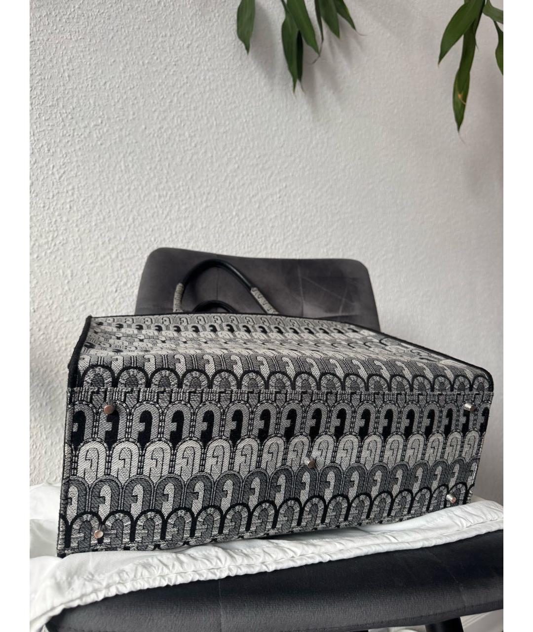 FURLA Черная жаккардовая сумка тоут, фото 3