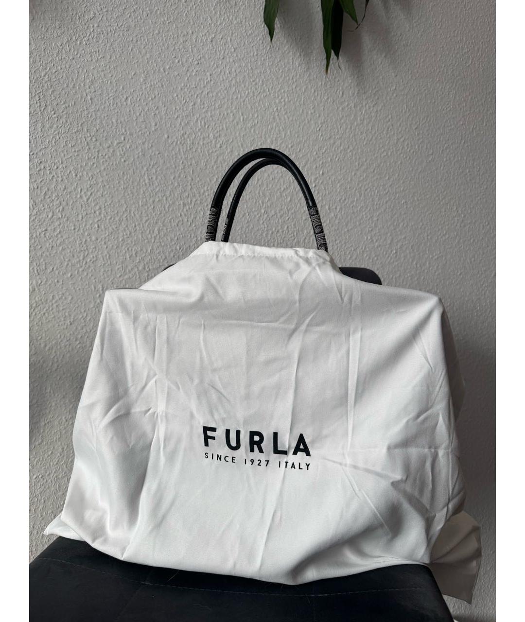 FURLA Черная жаккардовая сумка тоут, фото 7