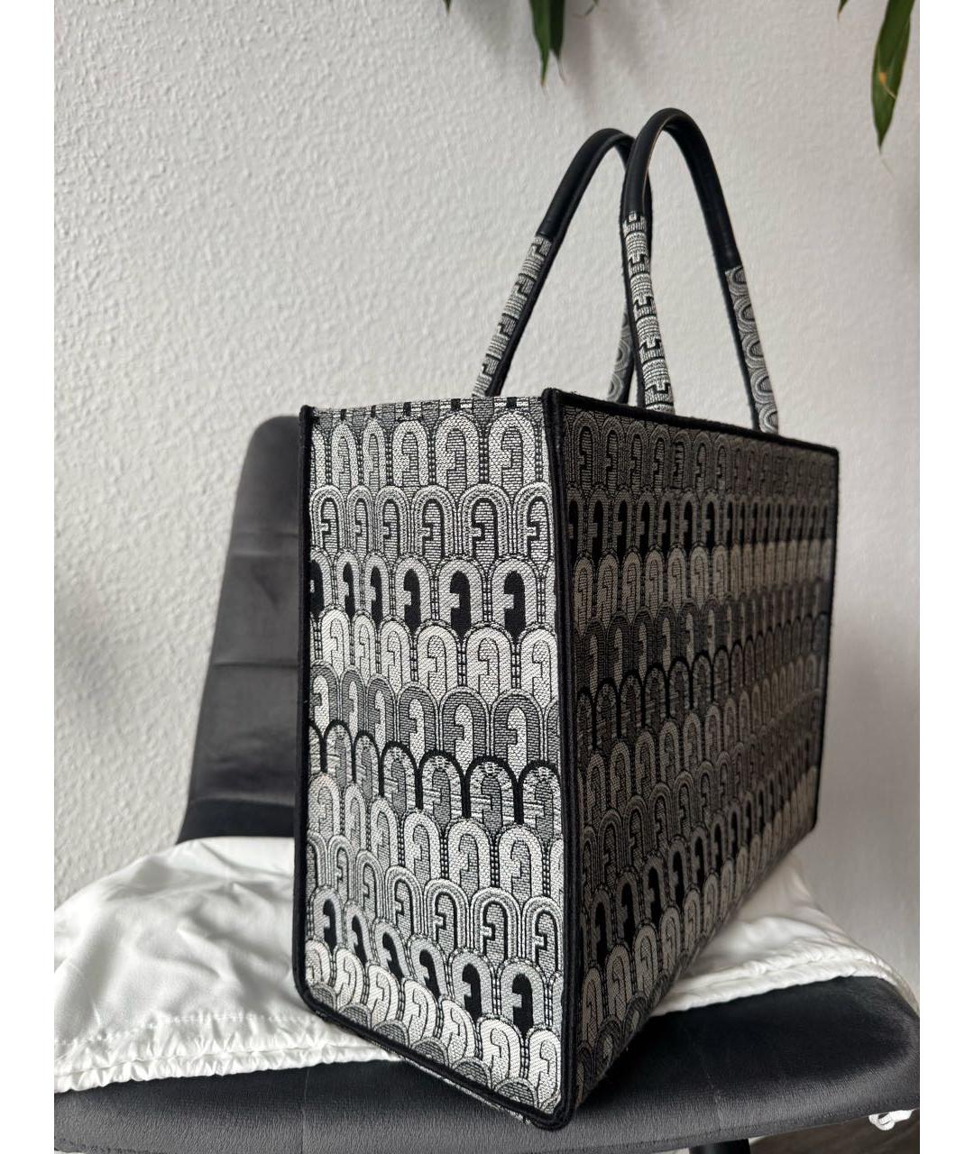 FURLA Черная жаккардовая сумка тоут, фото 2