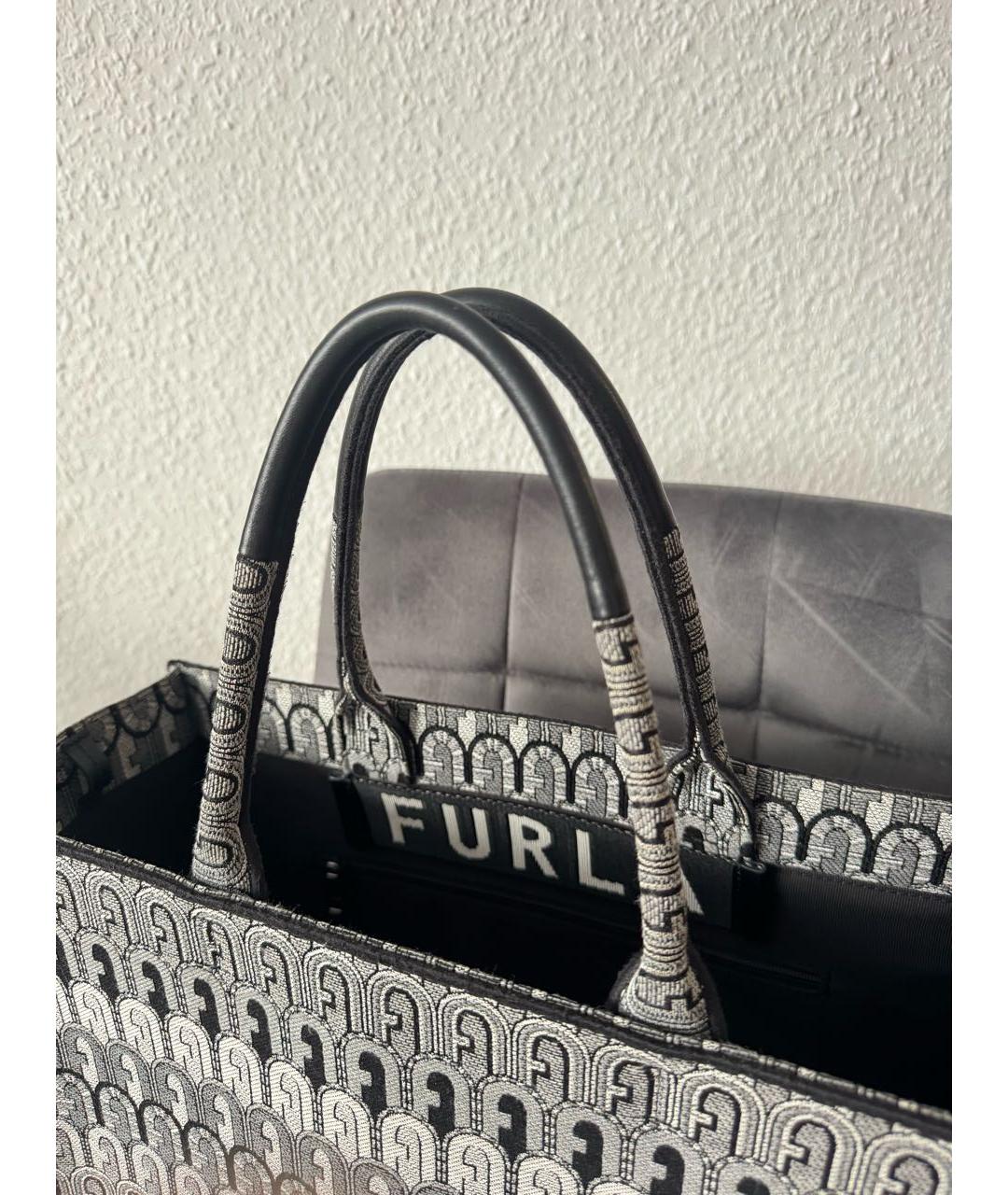 FURLA Черная жаккардовая сумка тоут, фото 4