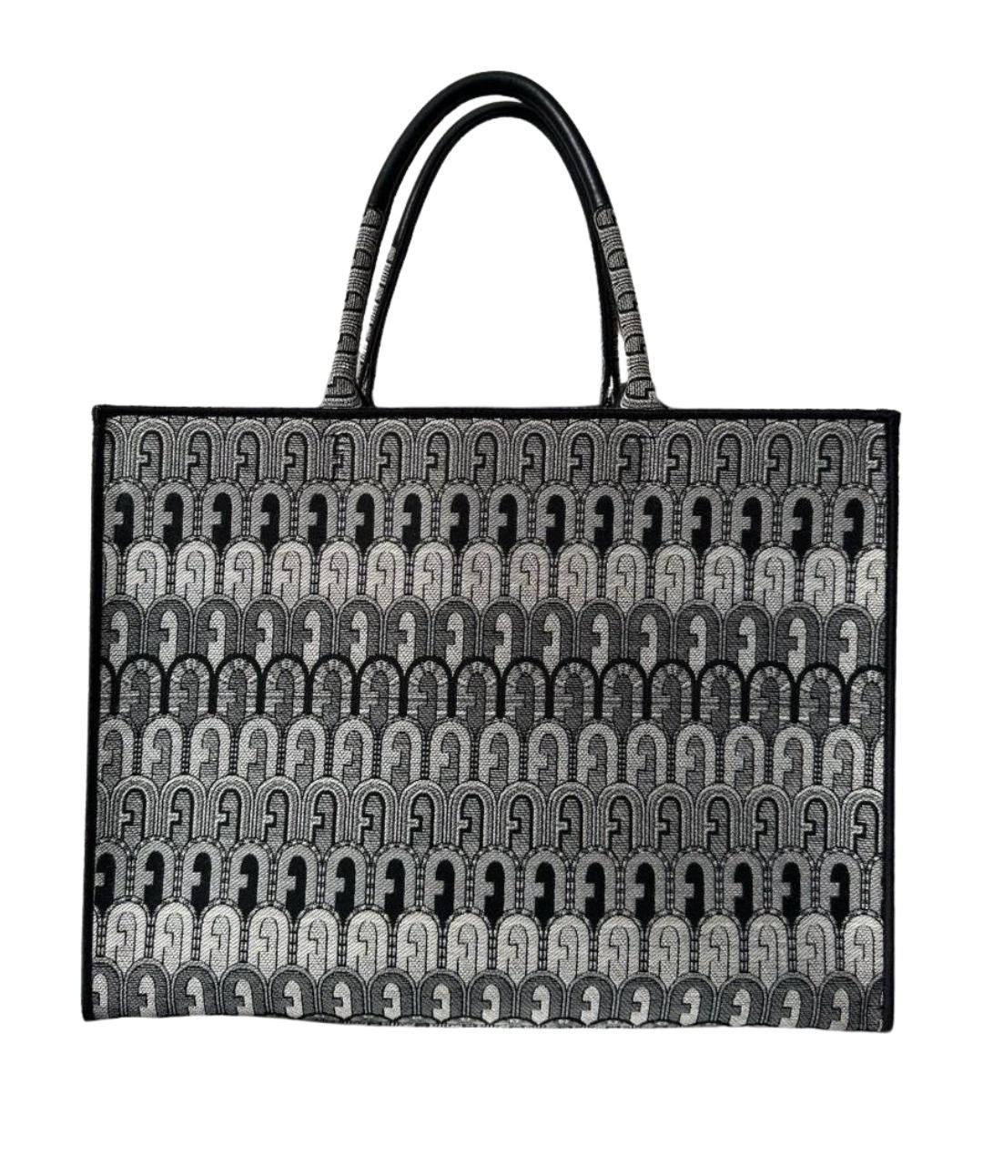 FURLA Черная жаккардовая сумка тоут, фото 1