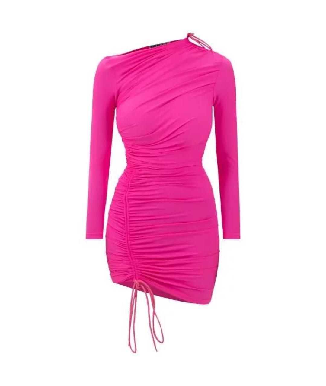 BALENCIAGA Фуксия полиамидовое коктейльное платье, фото 9