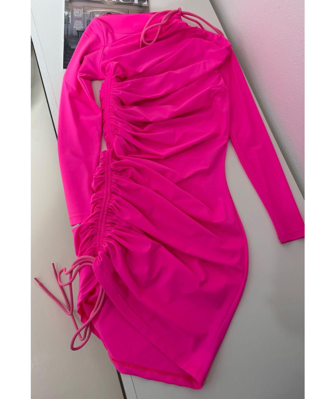BALENCIAGA Фуксия полиамидовое коктейльное платье, фото 3