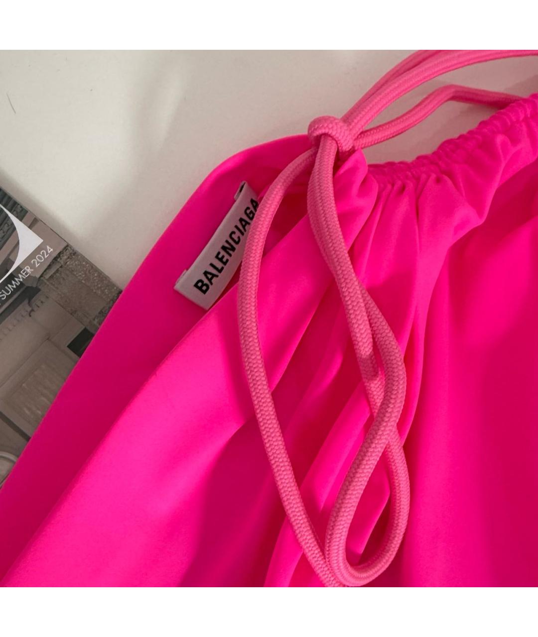 BALENCIAGA Фуксия полиамидовое коктейльное платье, фото 4