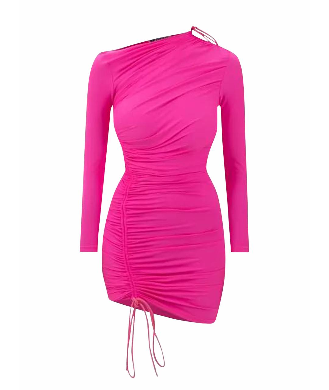 BALENCIAGA Фуксия полиамидовое коктейльное платье, фото 1