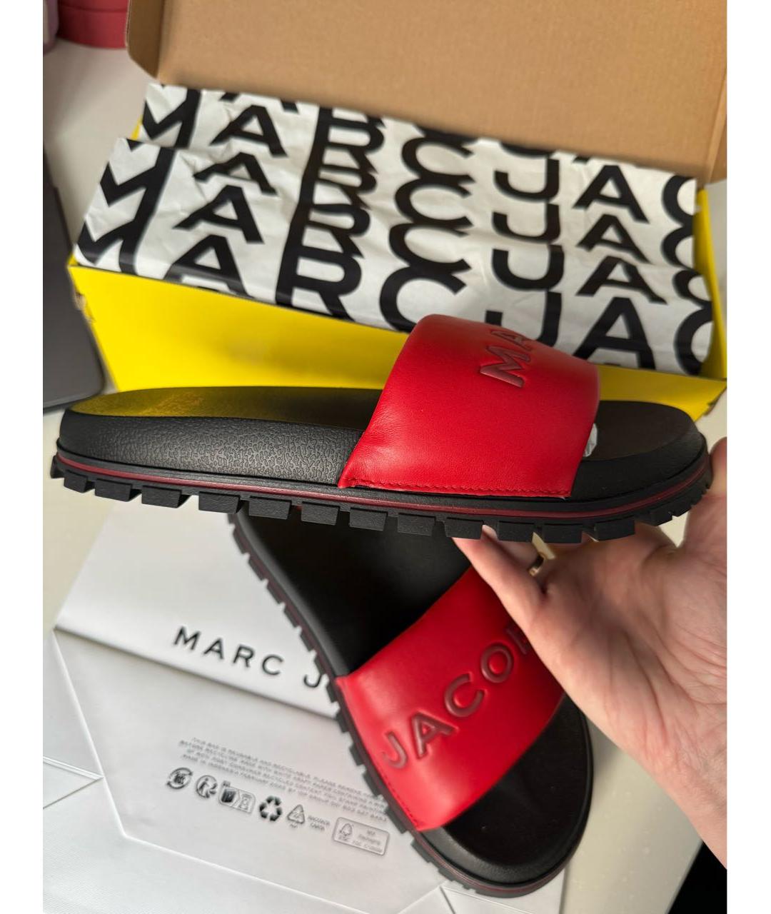 MARC JACOBS Красные кожаные шлепанцы, фото 8