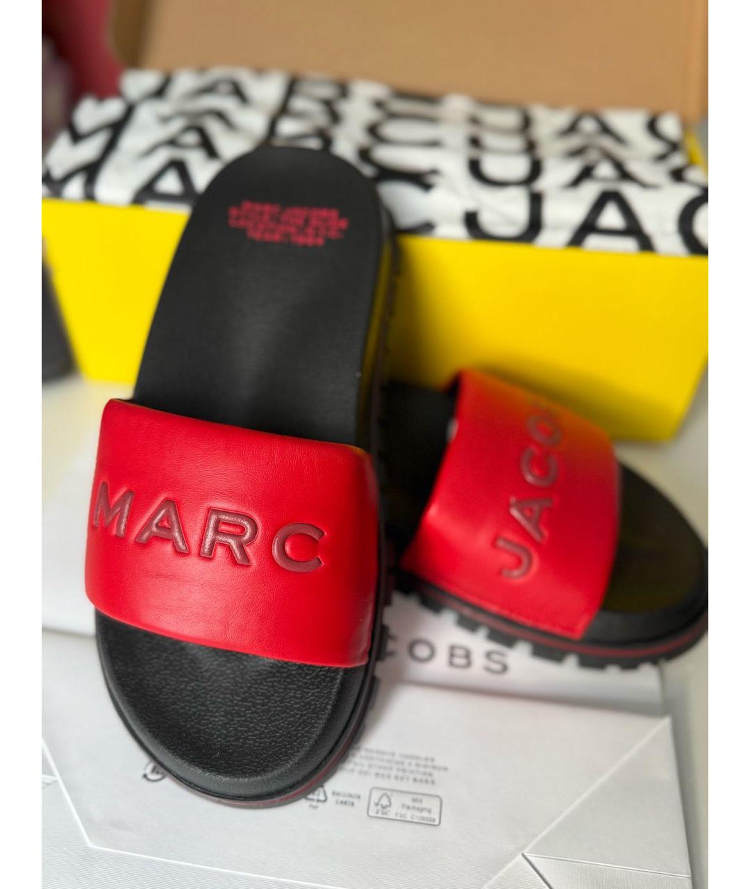 MARC JACOBS Красные кожаные шлепанцы, фото 2