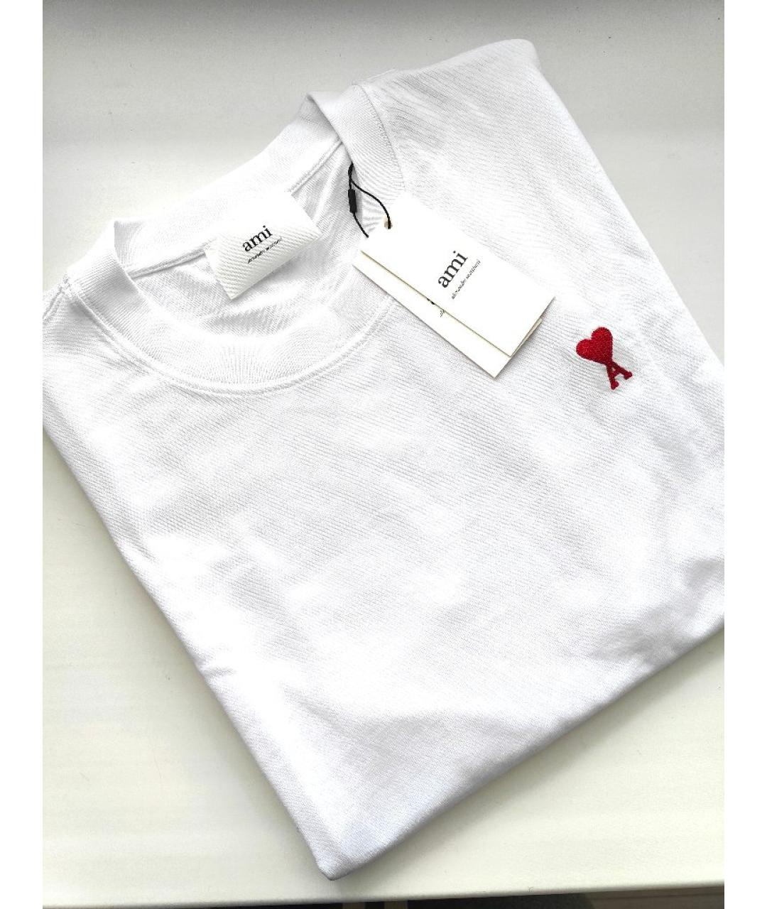 AMI ALEXANDRE MATTIUSSI Белая хлопковая футболка, фото 2