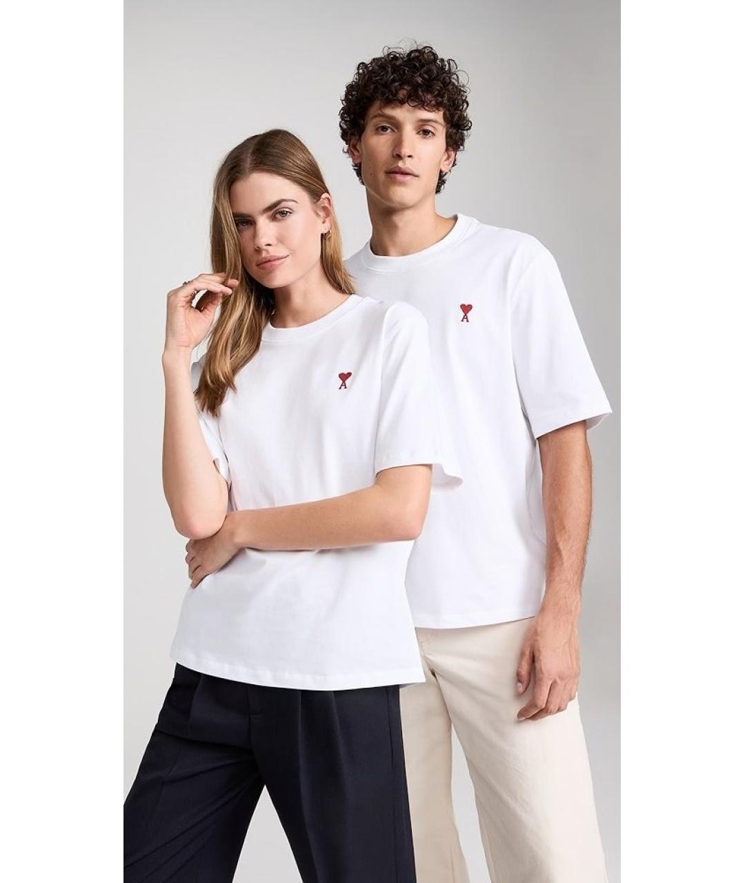 AMI ALEXANDRE MATTIUSSI Белая хлопковая футболка, фото 9