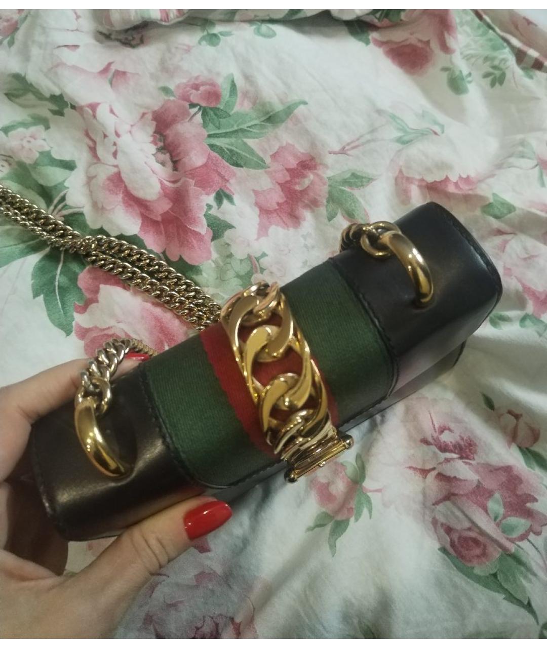 GUCCI Черная кожаная сумка через плечо, фото 5