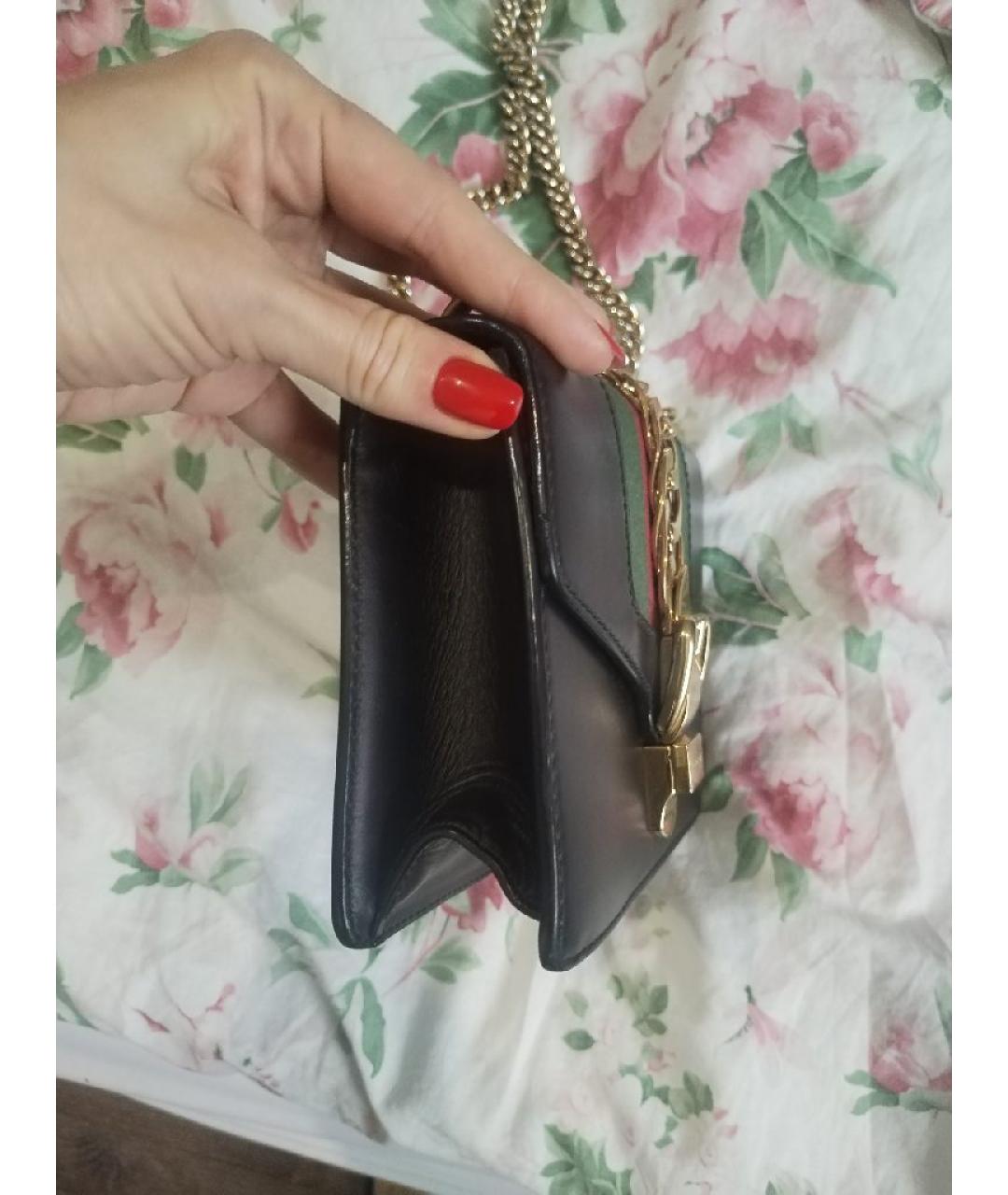 GUCCI Черная кожаная сумка через плечо, фото 4