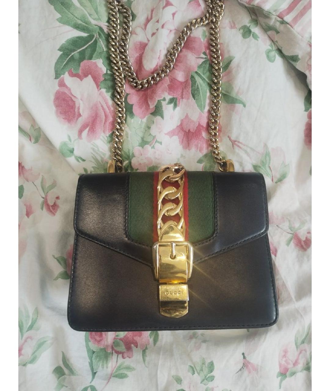 GUCCI Черная кожаная сумка через плечо, фото 7