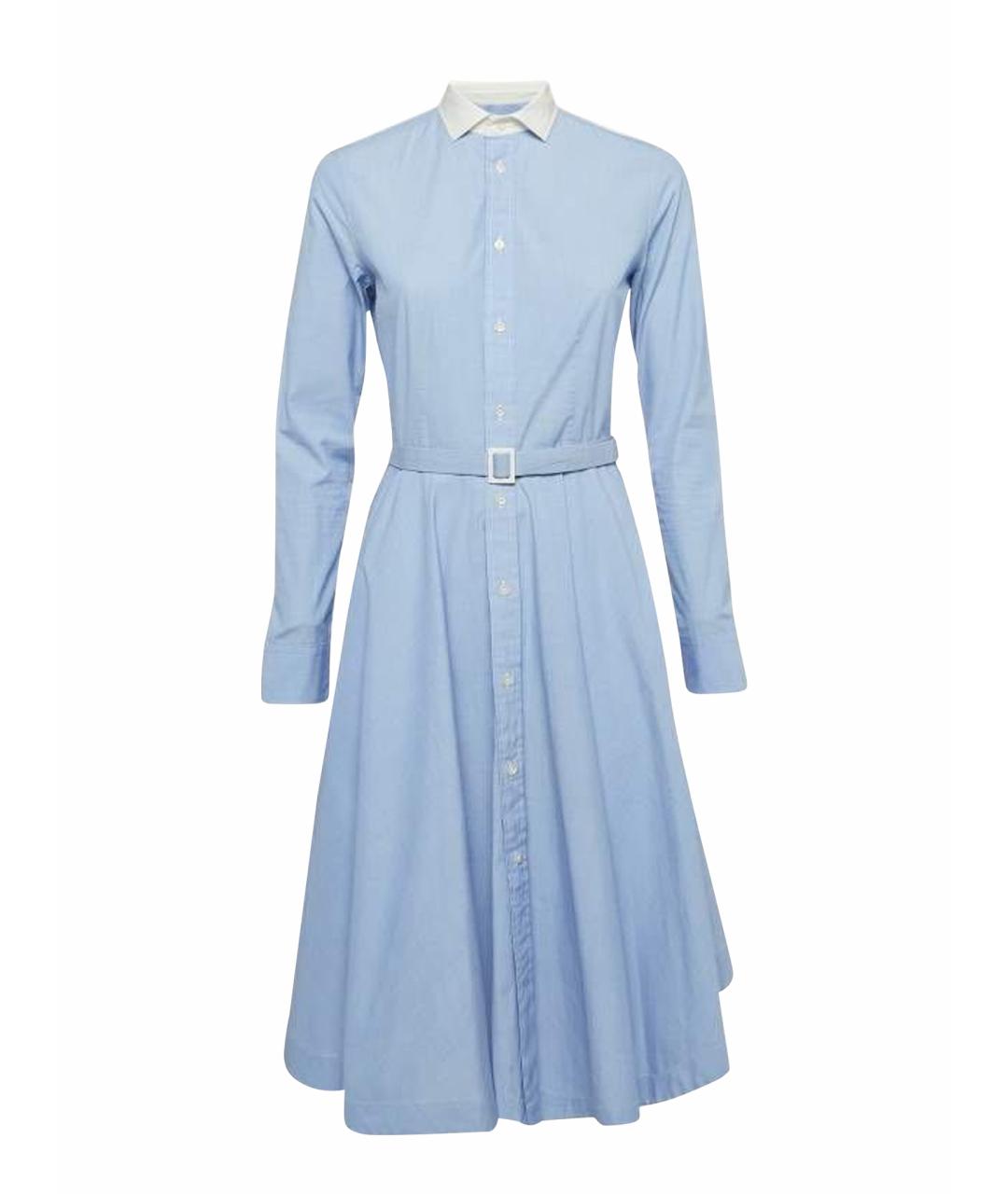 POLO RALPH LAUREN Голубое хлопковое повседневное платье, фото 1
