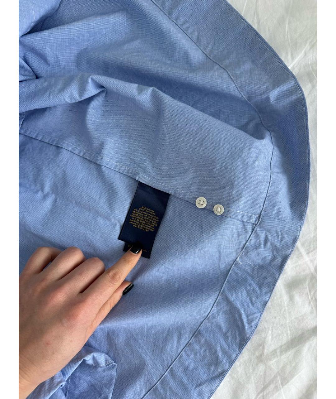 POLO RALPH LAUREN Голубое хлопковое повседневное платье, фото 8