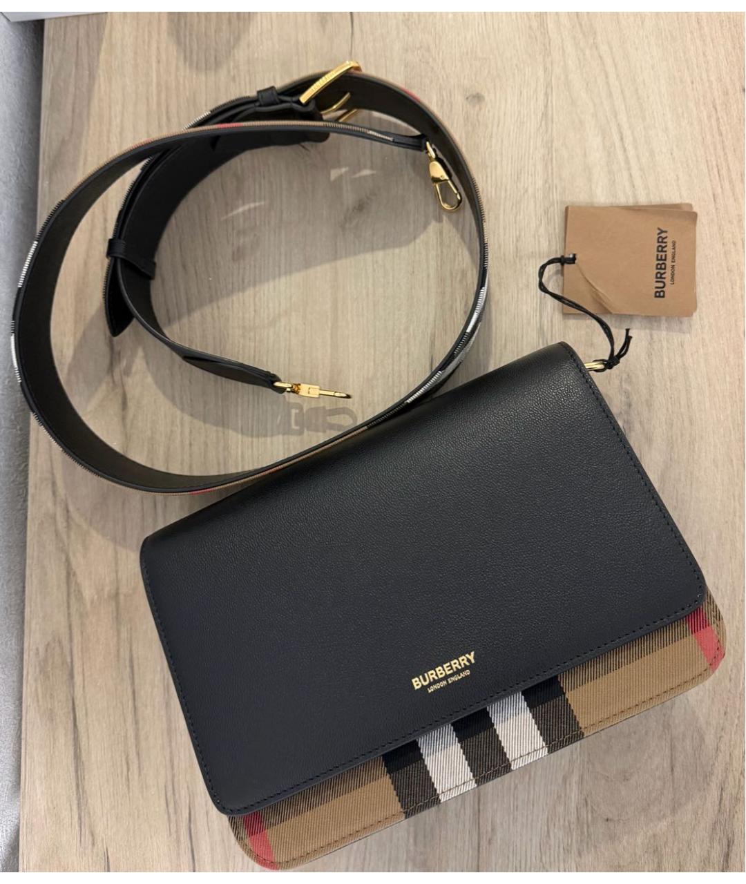 BURBERRY Черная кожаная сумка через плечо, фото 2