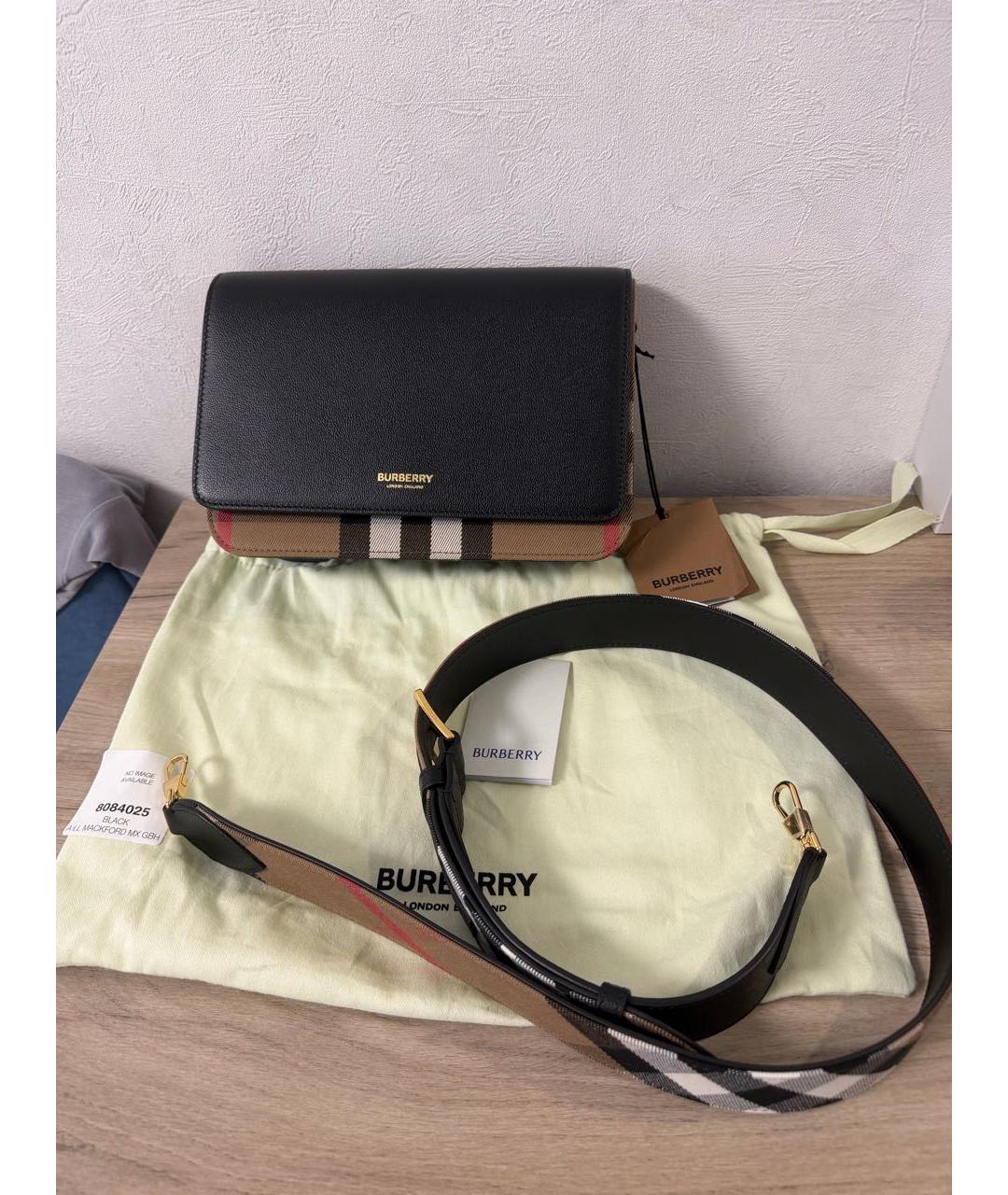 BURBERRY Черная кожаная сумка через плечо, фото 9