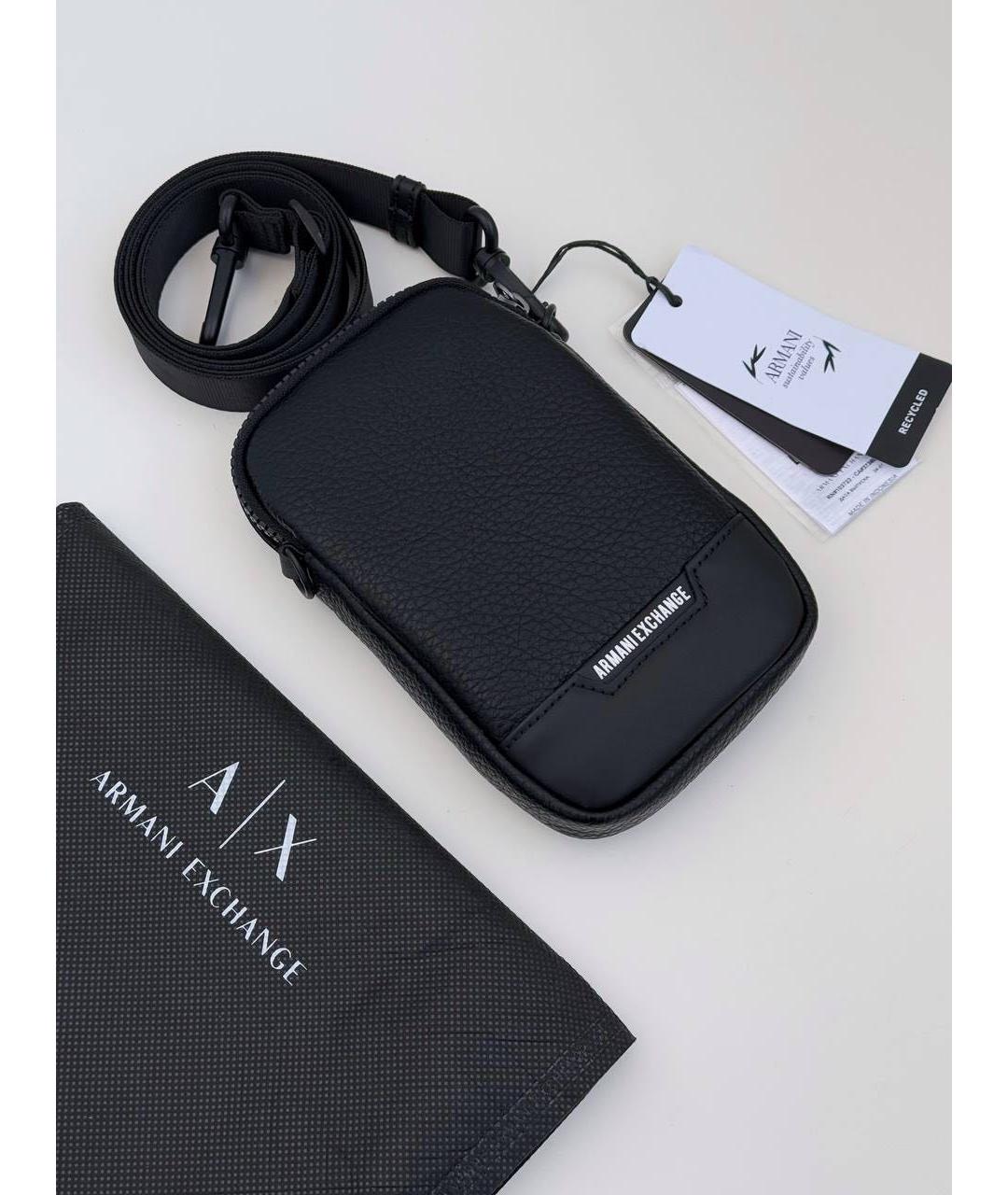 ARMANI EXCHANGE Черная сумка на плечо из искусственной кожи, фото 2