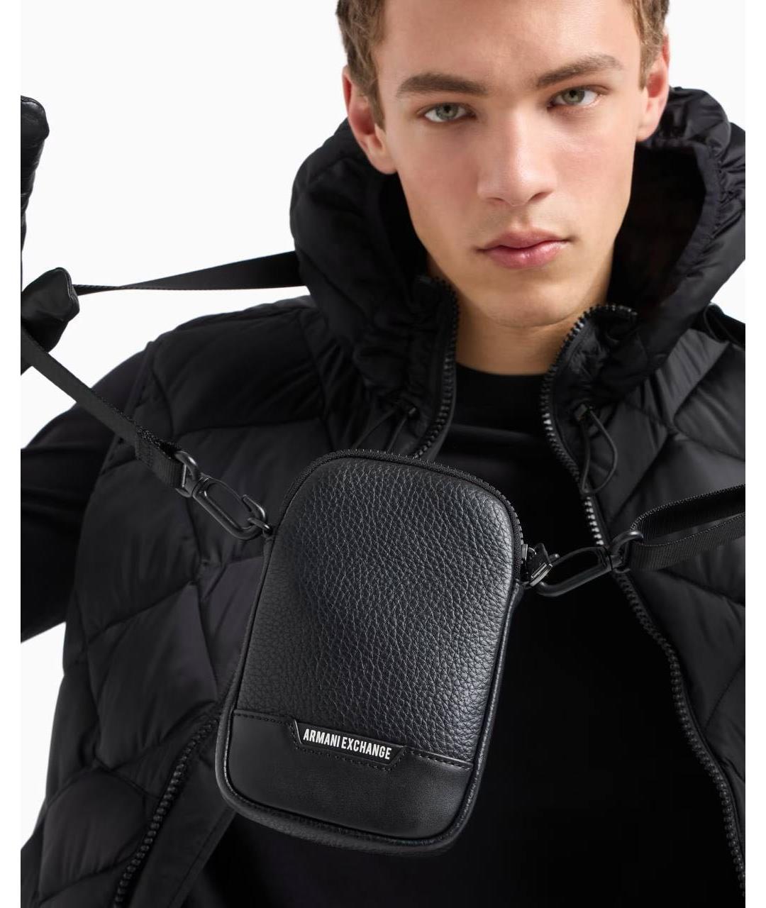 ARMANI EXCHANGE Черная сумка на плечо из искусственной кожи, фото 4