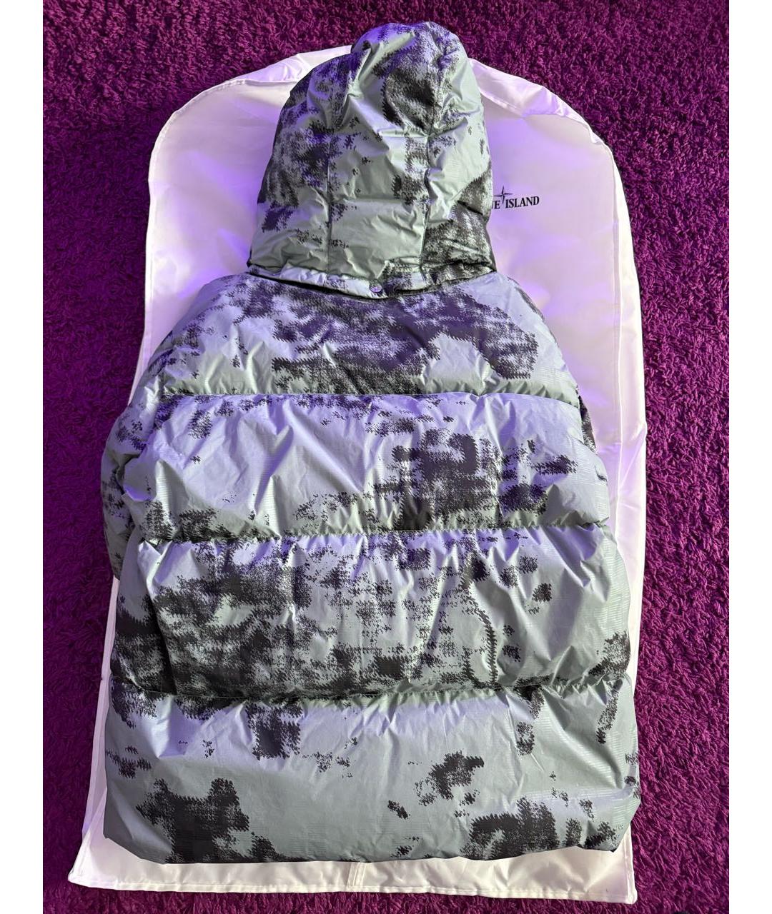 STONE ISLAND Бирюзовый полиамидовый пуховик, фото 2