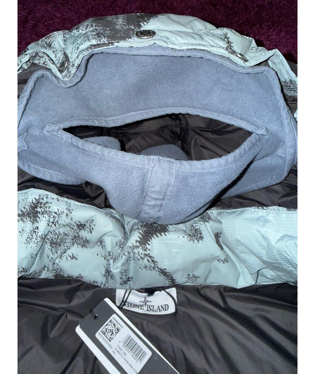 STONE ISLAND Бирюзовый полиамидовый пуховик, фото 5