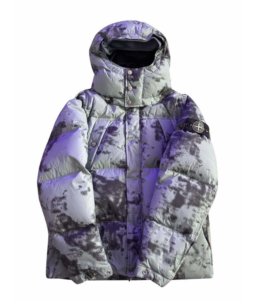 STONE ISLAND Бирюзовый полиамидовый пуховик, фото 1