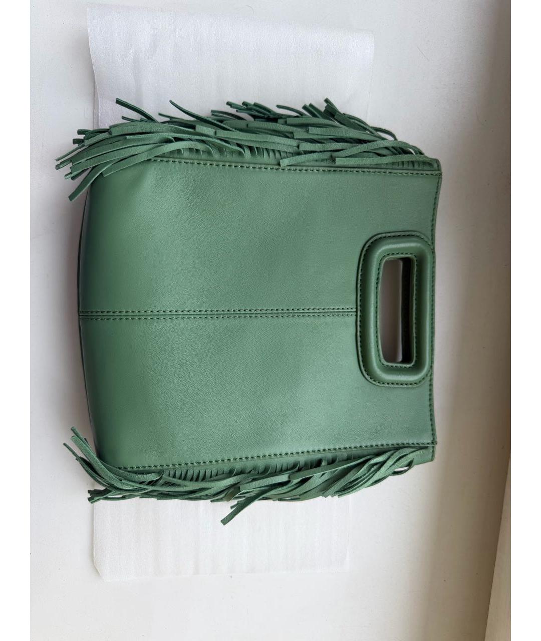 MAJE Зеленая кожаная сумка с короткими ручками, фото 3