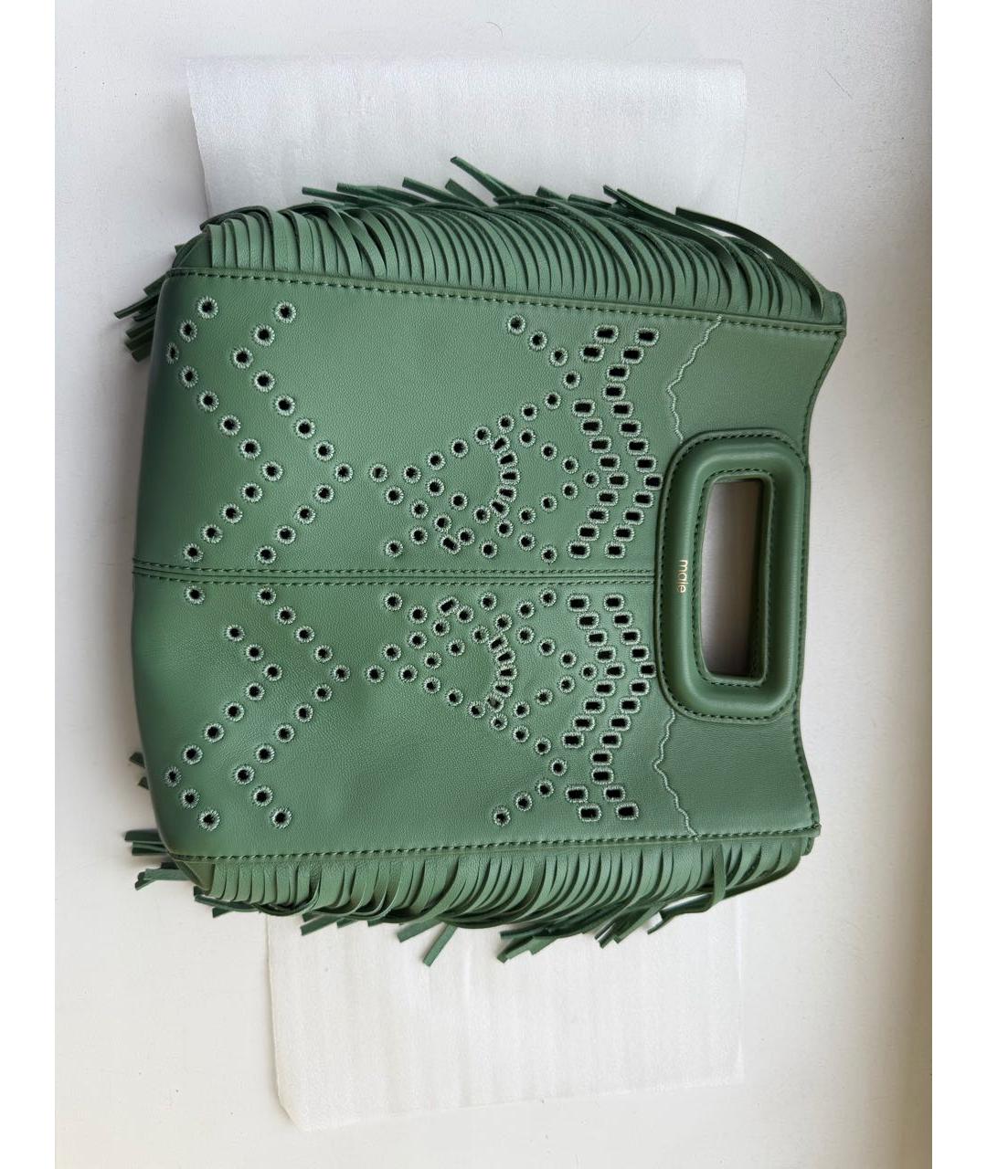 MAJE Зеленая кожаная сумка с короткими ручками, фото 5
