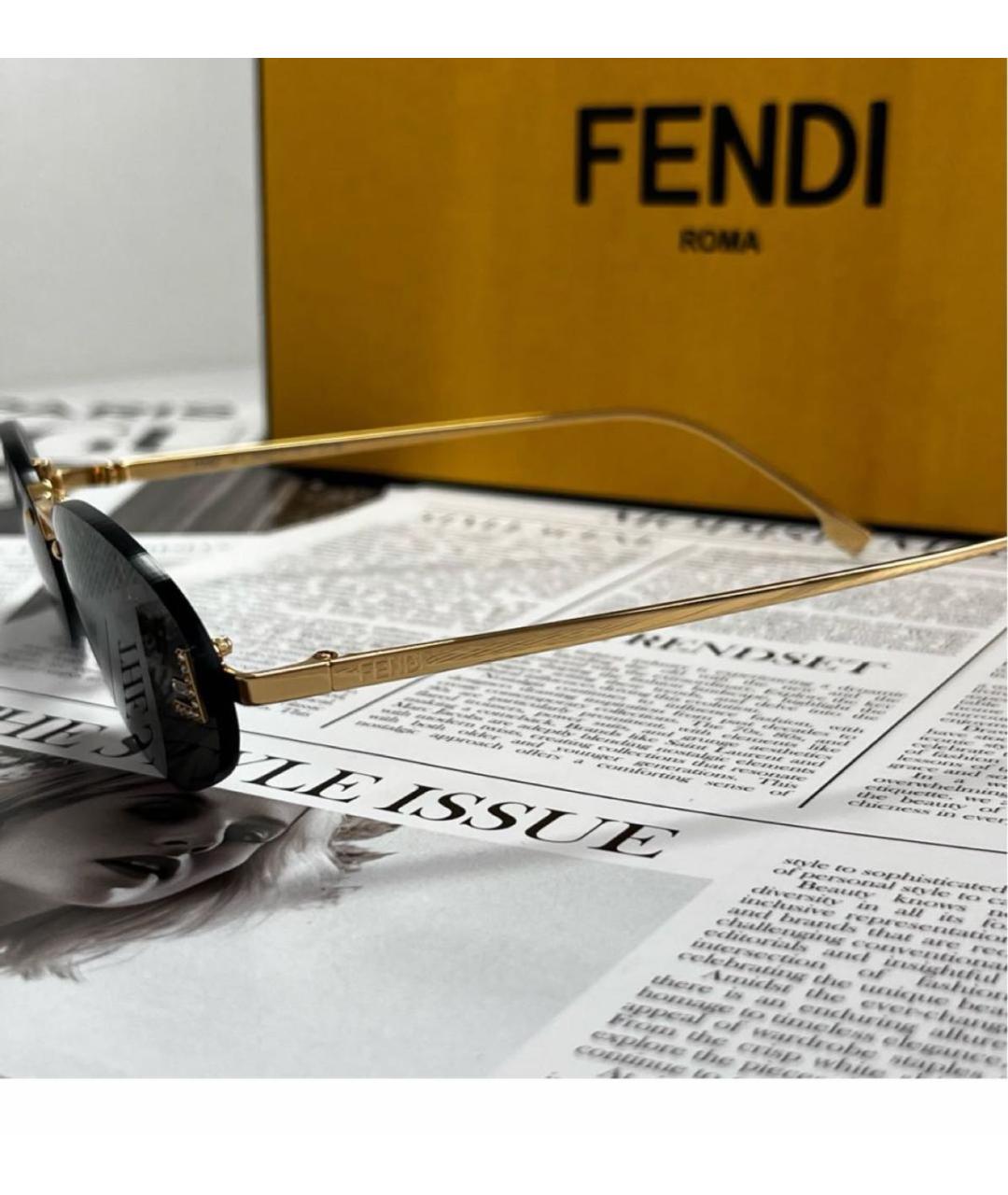FENDI Черные металлические солнцезащитные очки, фото 3
