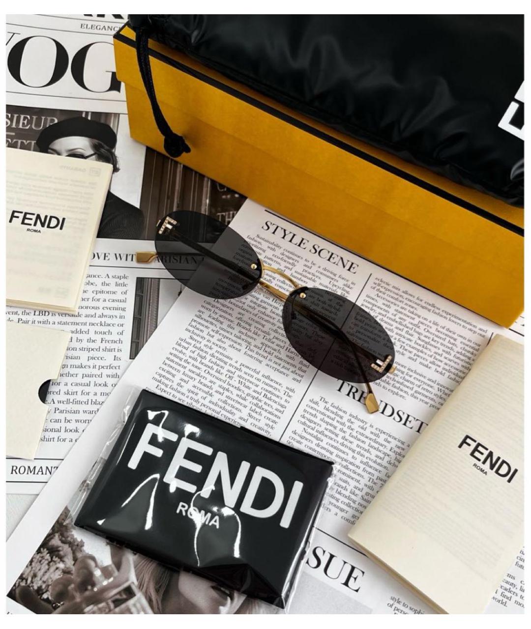 FENDI Черные металлические солнцезащитные очки, фото 6