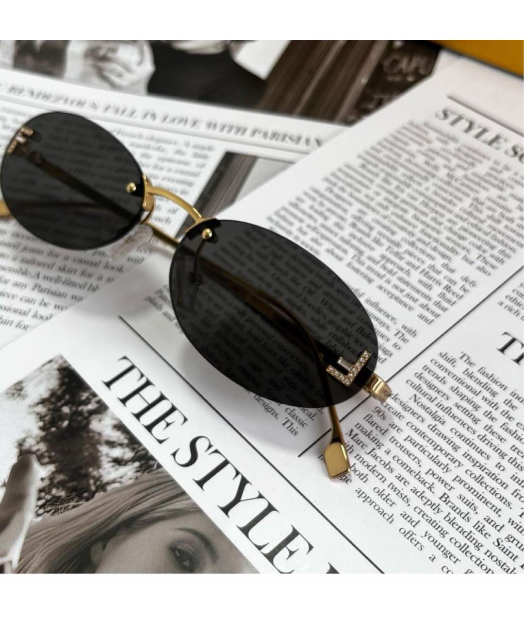 FENDI Черные металлические солнцезащитные очки, фото 4