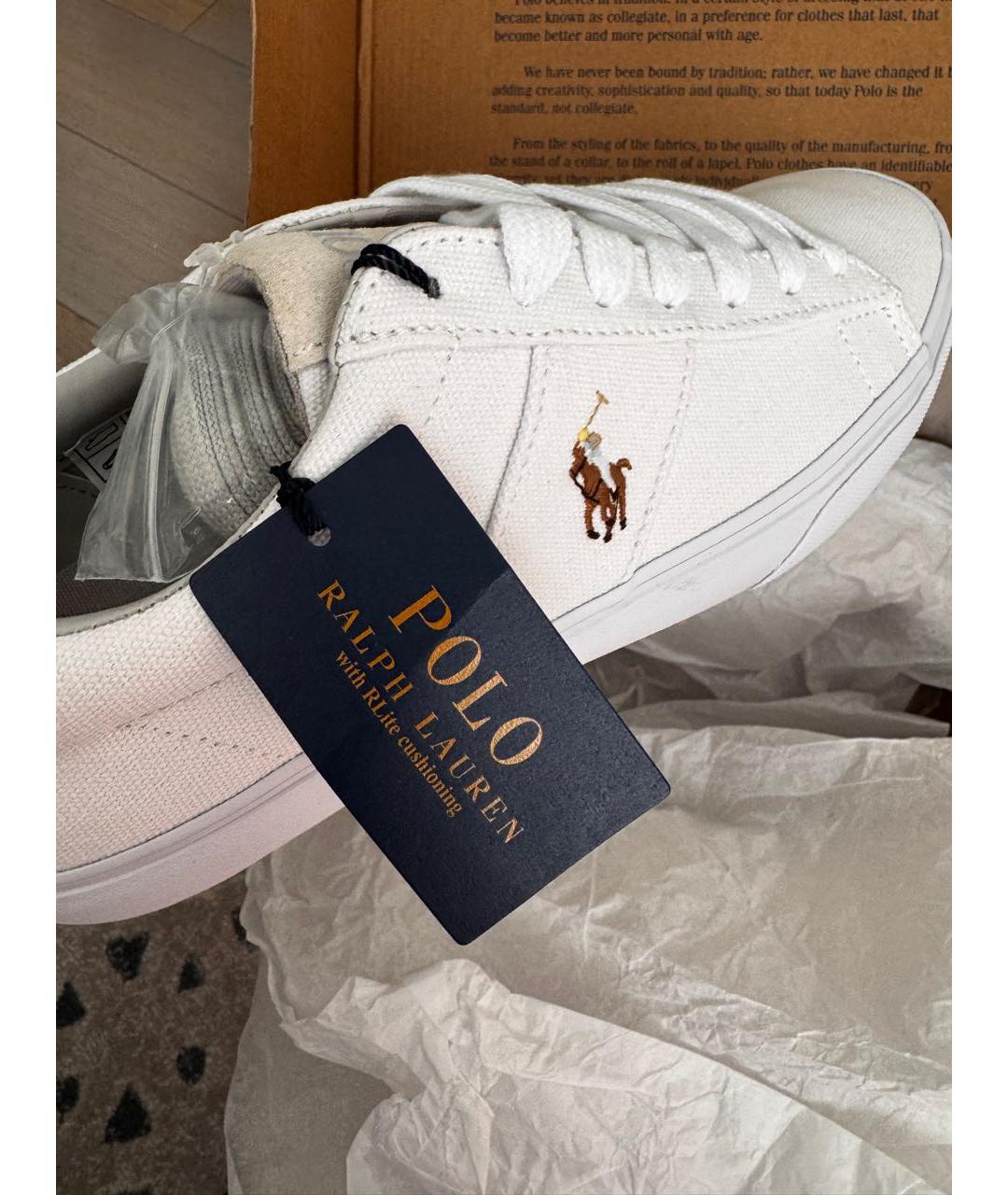 POLO RALPH LAUREN Белые текстильные кеды, фото 7