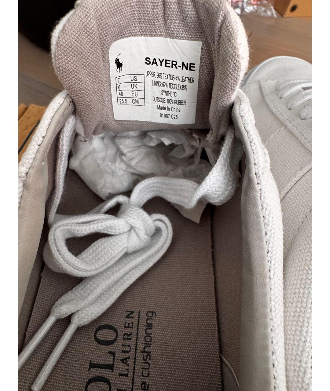 POLO RALPH LAUREN Белые текстильные кеды, фото 5