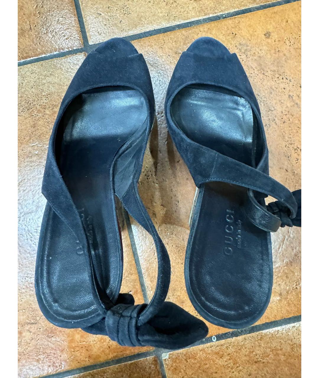 GUCCI Темно-синие босоножки, фото 3