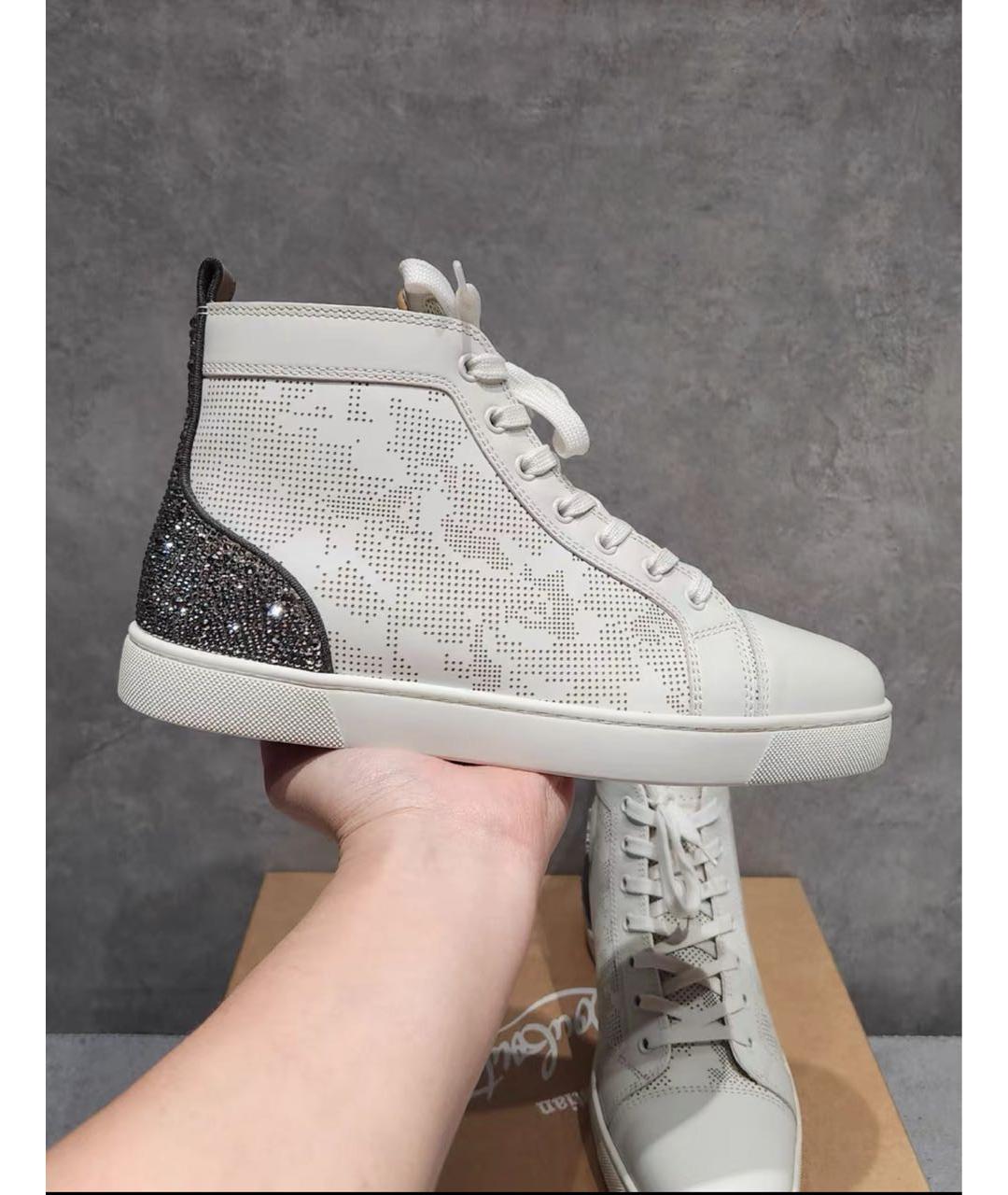 CHRISTIAN LOUBOUTIN Белые кожаные высокие кроссовки / кеды, фото 6