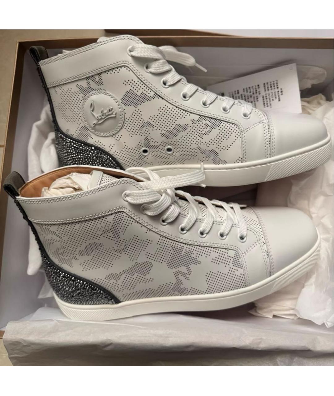 CHRISTIAN LOUBOUTIN Белые кожаные высокие кроссовки / кеды, фото 3